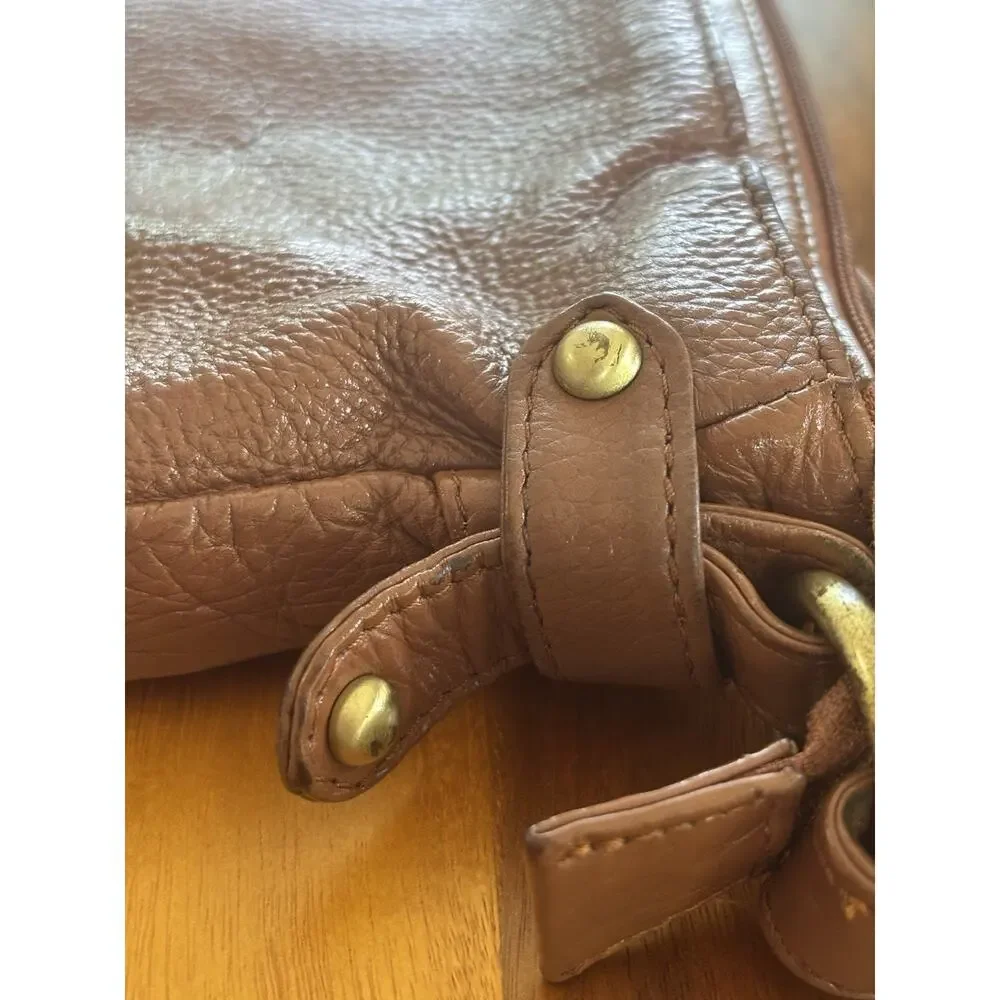 Maple Leaf Accessories Leather Brown Pebbled Shoulder Bag Zip Gold Hardware Y2K